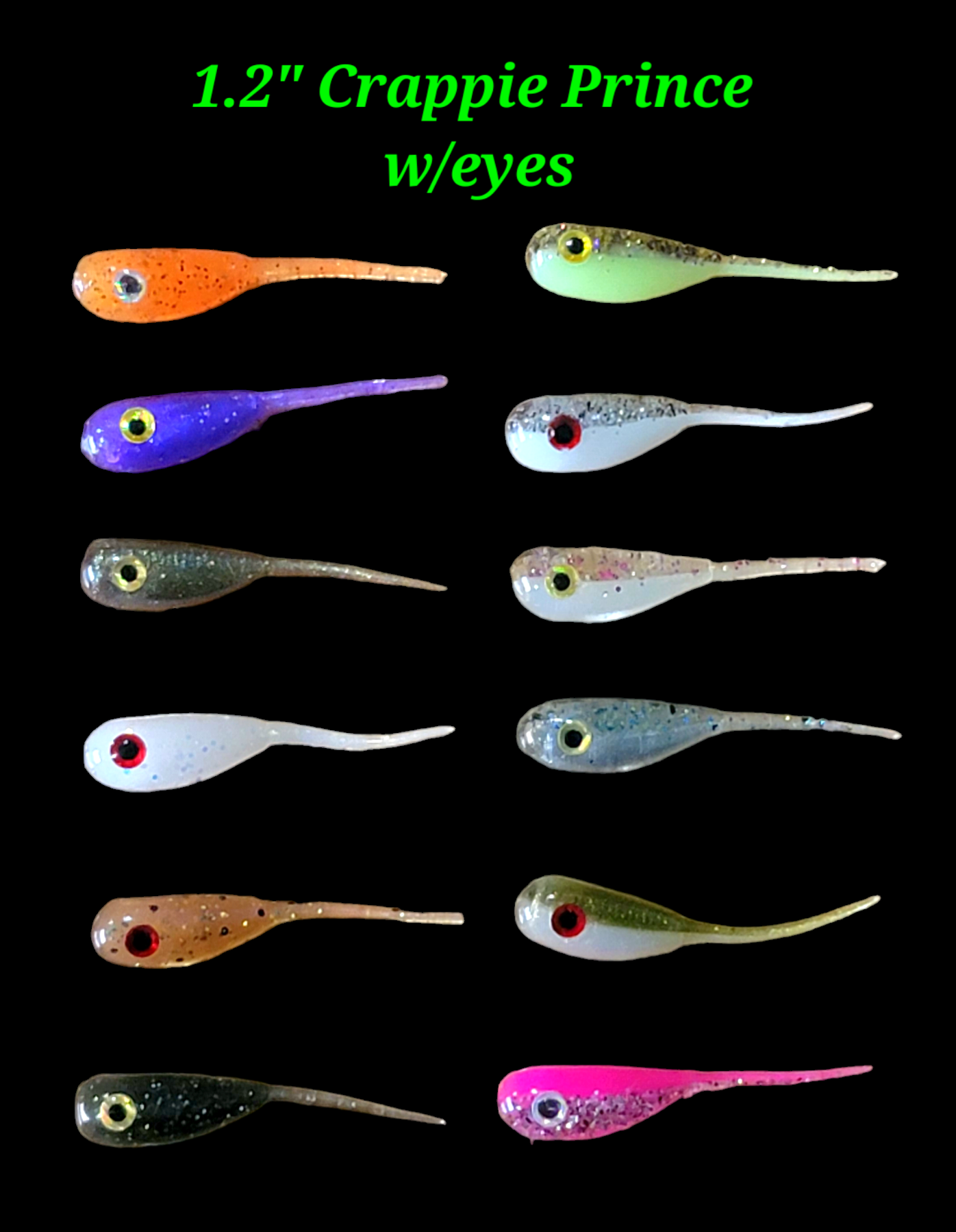 * Crappie Prince with Eyes 1.2" Pack of 8