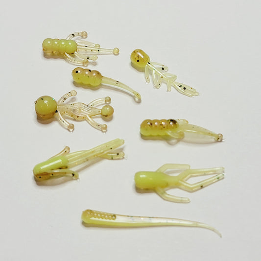 Two Toned Chartreuse Goby 10 pack Panfish Baits .75"-2"