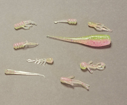 Pink Lemonade Glow Two Toned Panfish Baits 10pk .75"-2"