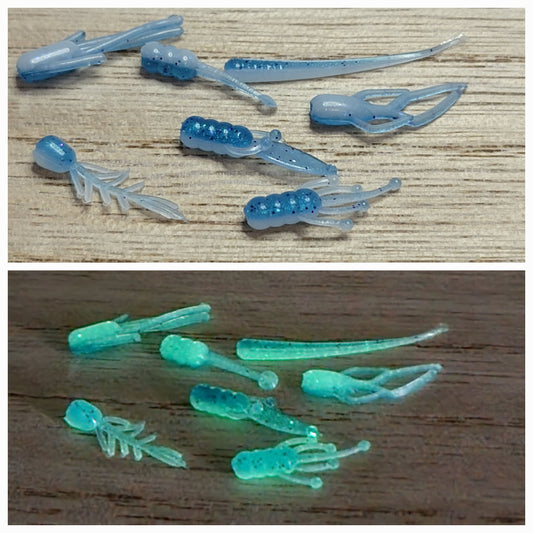 Two Tone Blue Ice Glow 10 Pack Panfish Baits .75"-2"