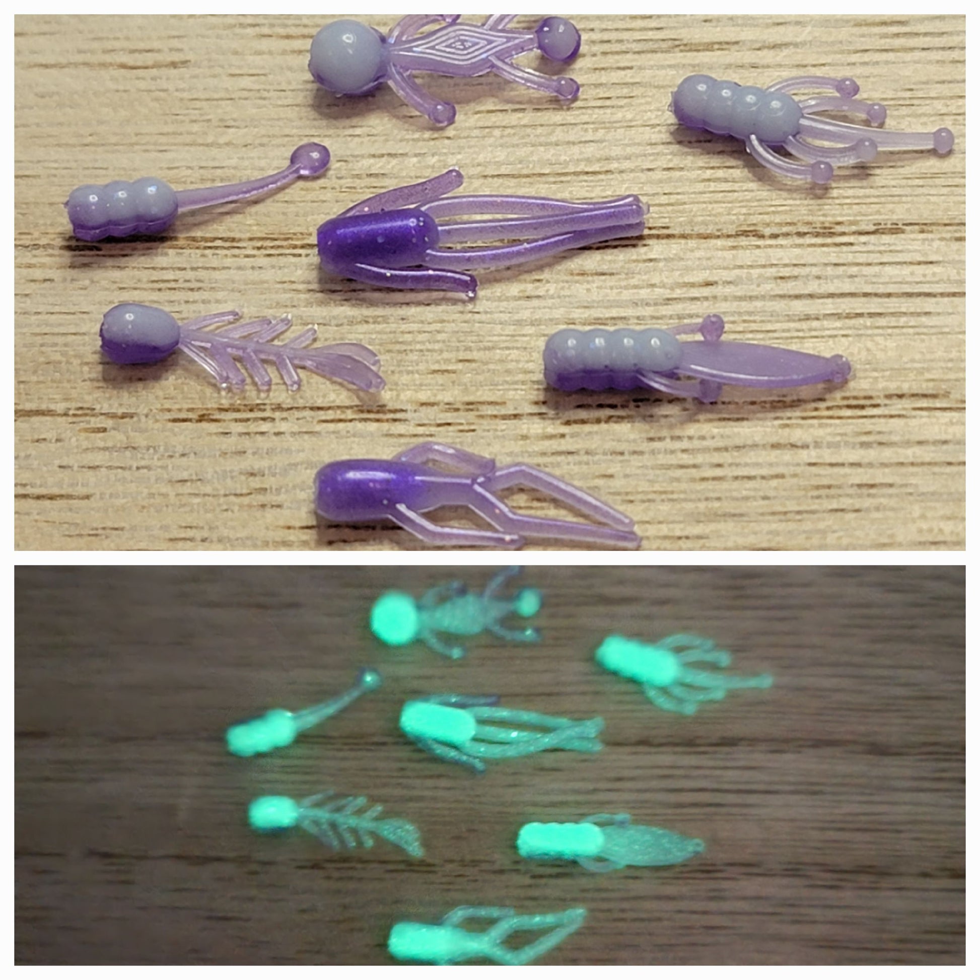 Purple Ice Glow Two Toned Panfish Bait 10 Pack .75-2 – Ghost Custom  Fishing