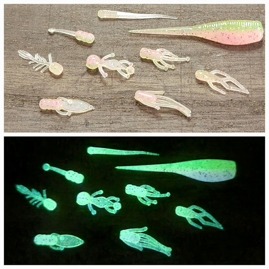 Pink Lemonade Glow Two Toned Panfish Baits 10pk .75"-2"