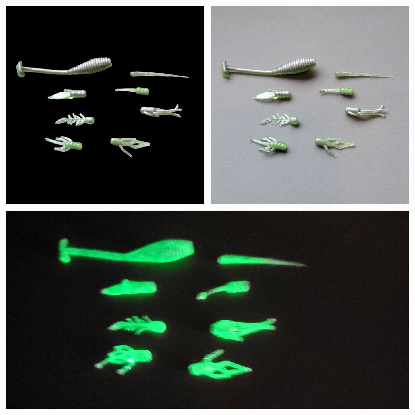 Silver/Lime Glow Two Toned Panfish Bait 10 pack .75"-2"