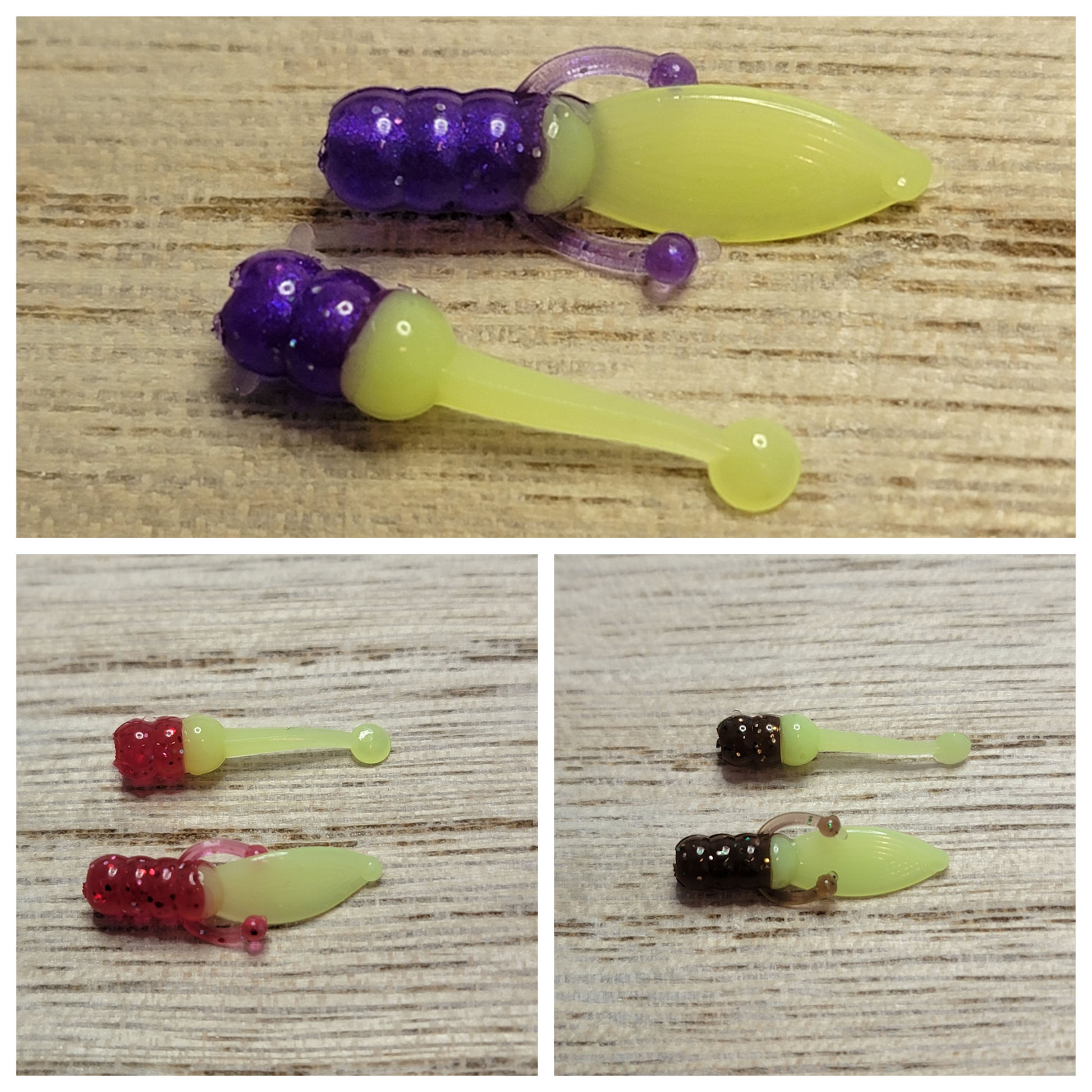 Purple Ice Glow Two Toned Panfish Bait 10 Pack .75-2