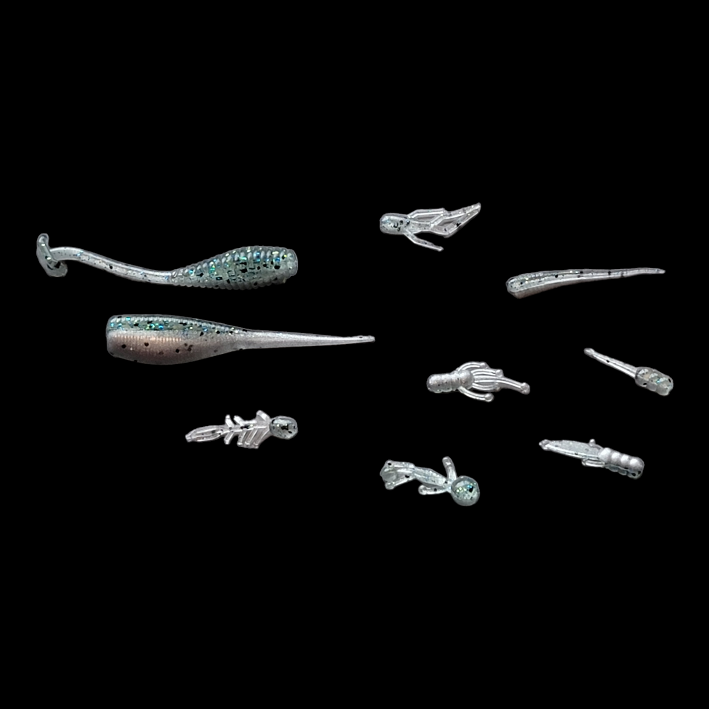 Aqua/Silver Glow Two Toned Panfish Baits .75"- 2" 10pk